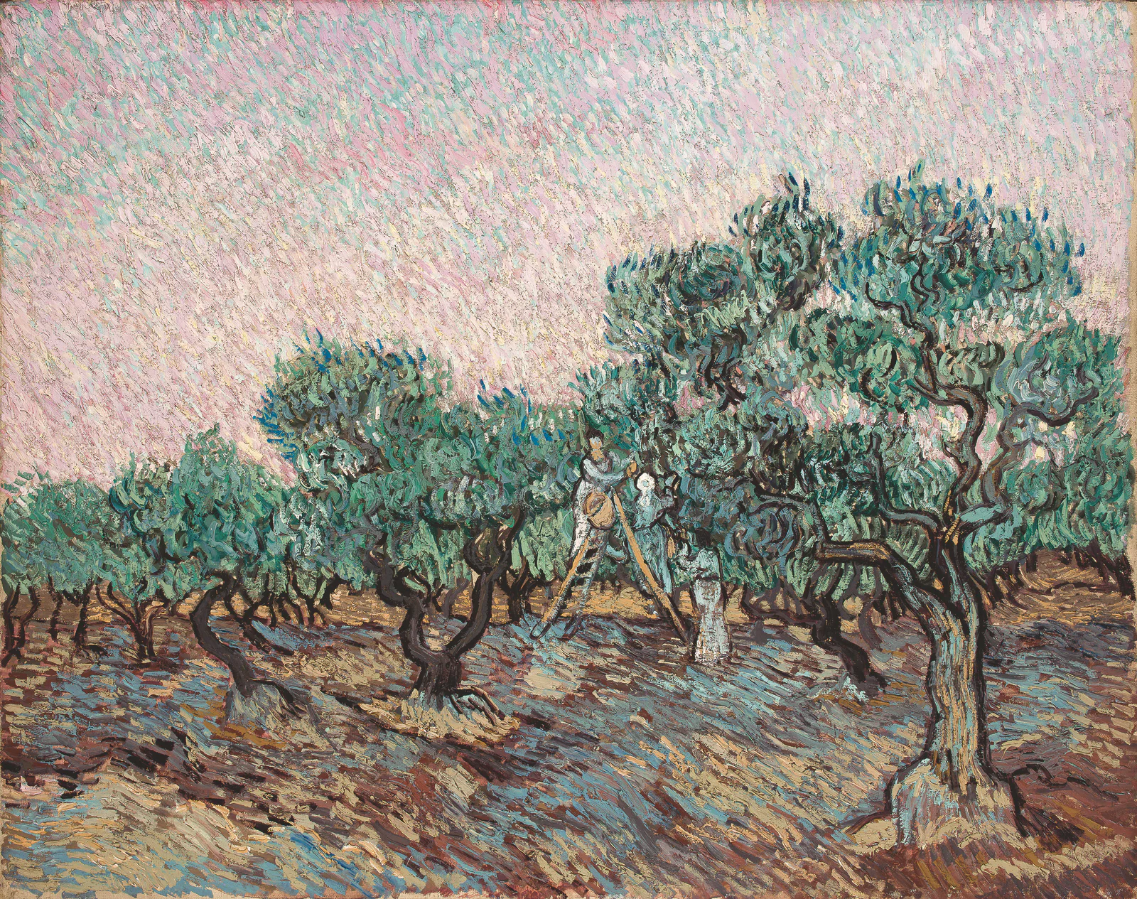 Vincent van Gogh, Vrouwen plukken olijven, 1889. Basil P. and Elise Goulandris Collection Foundation, Athene.